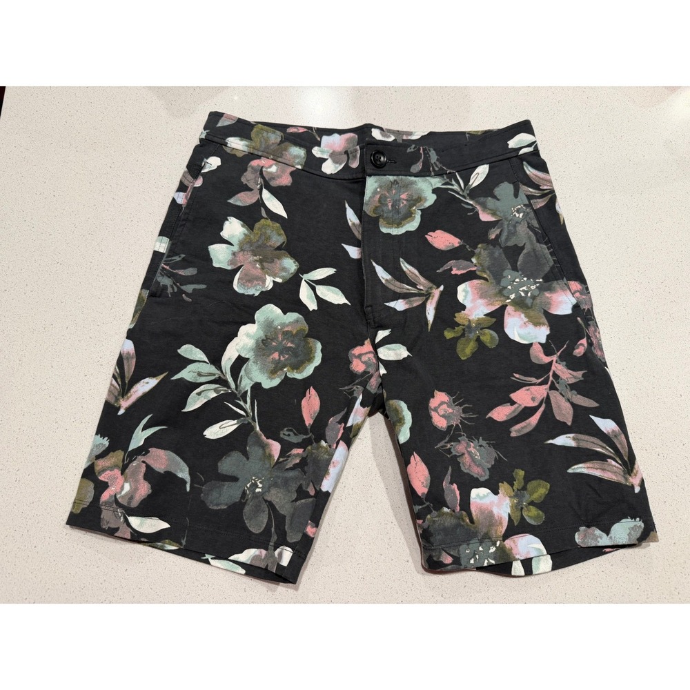 Goodman Brand Men's‎ Floral Print Shorts Size S Black Casual Chino Style